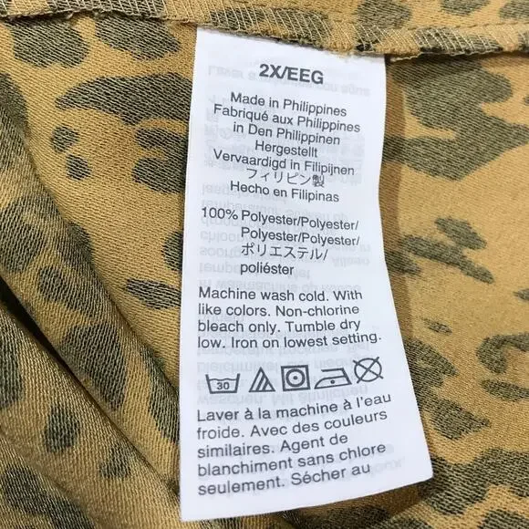 J. Crew Leopard Print Ruffled Neck Long Balloon Sleeve Blouse 2X - Picture 4 of 9